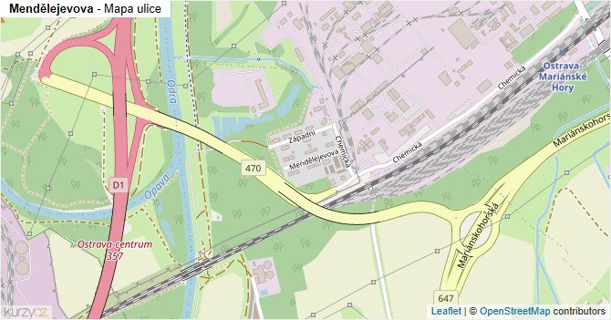 Mendělejevova - mapa ulice