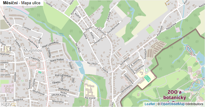 Měsíční - mapa ulice
