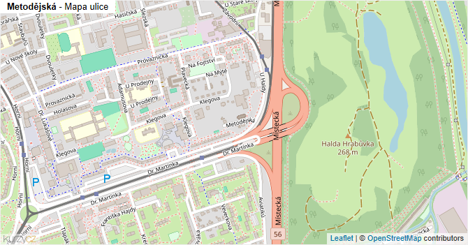 Metodějská - mapa ulice