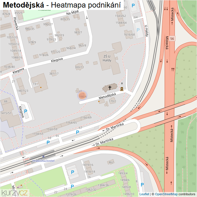 Mapa Metodějská - Firmy v ulici.