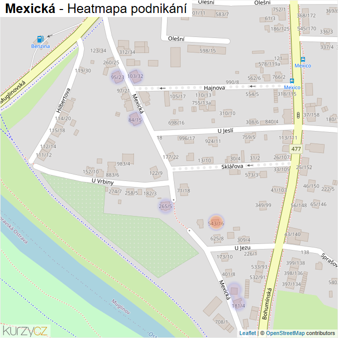 Mapa Mexická - Firmy v ulici.