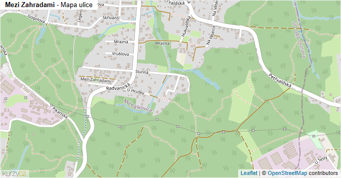 Mezi Zahradami - mapa ulice