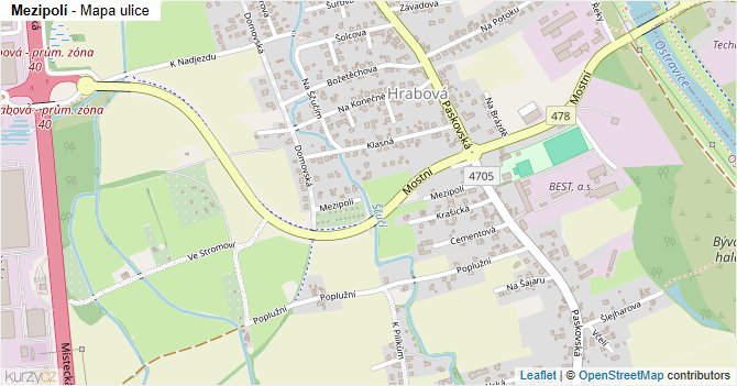 Mezipolí - mapa ulice