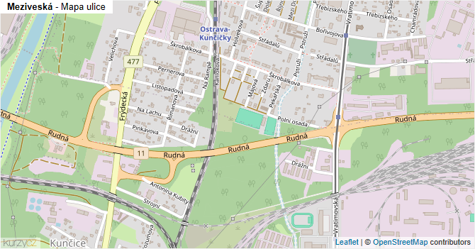 Meziveská - mapa ulice