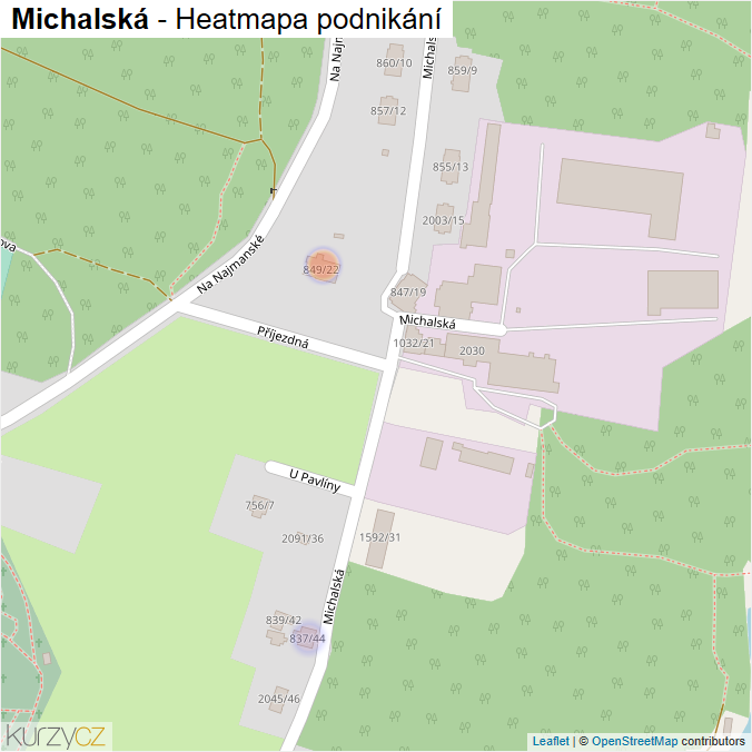 Mapa Michalská - Firmy v ulici.