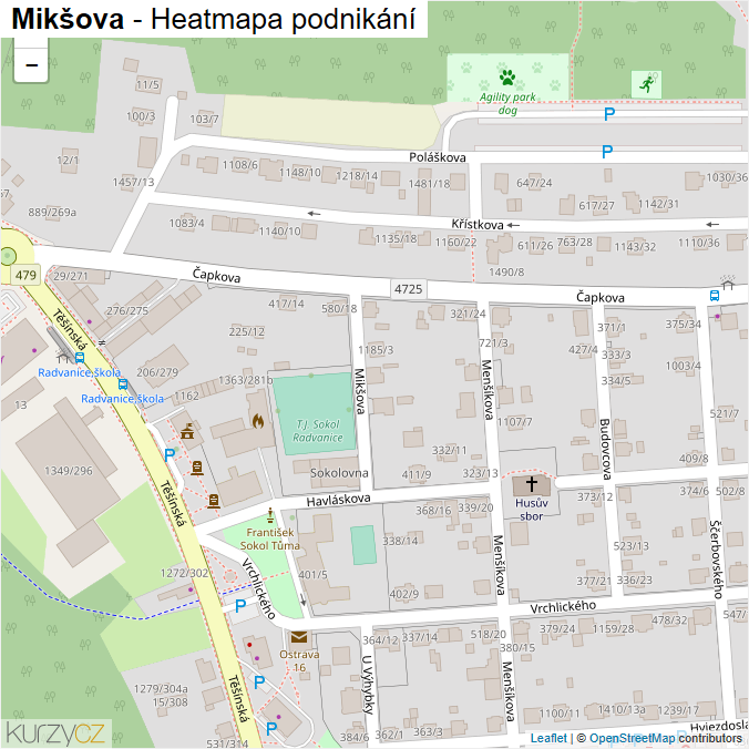 Mapa Mikšova - Firmy v ulici.