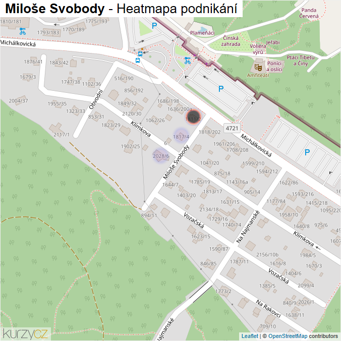 Mapa Miloše Svobody - Firmy v ulici.