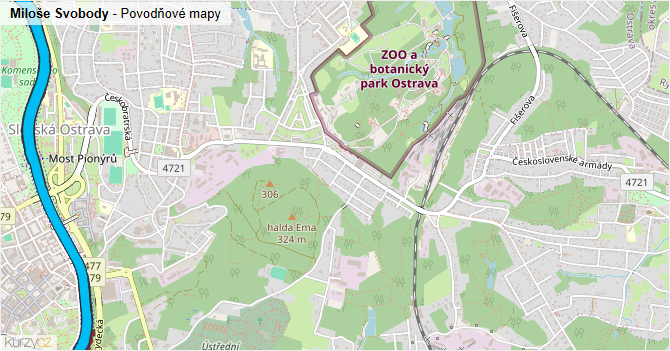 Miloše Svobody - záplavové mapy stoleté vody