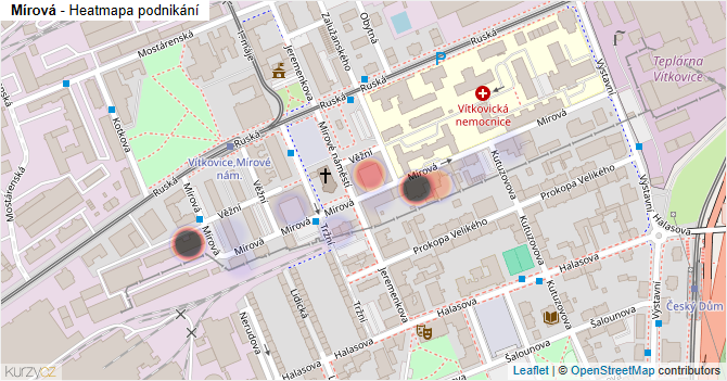 Mírová - mapa podnikání