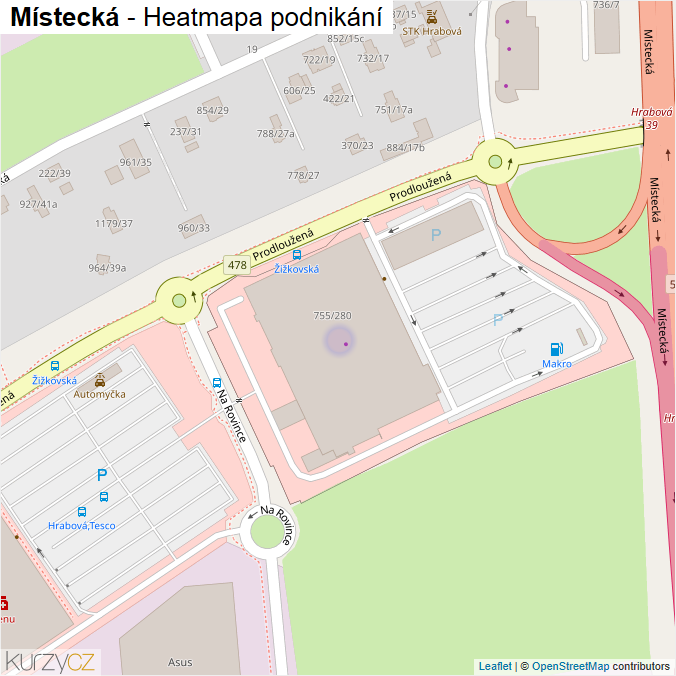 Mapa Místecká - Firmy v ulici.