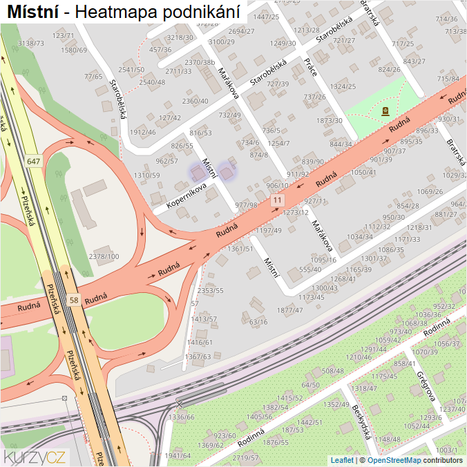 Mapa Místní - Firmy v ulici.