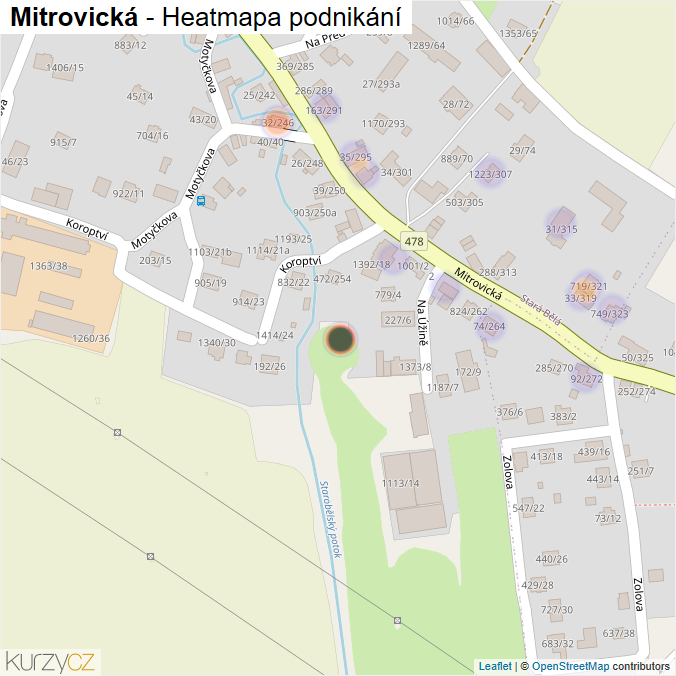 Mapa Mitrovická - Firmy v ulici.