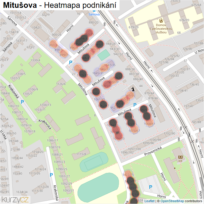 Mapa Mitušova - Firmy v ulici.