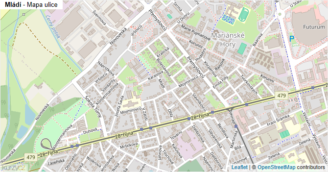 Mládí - mapa ulice