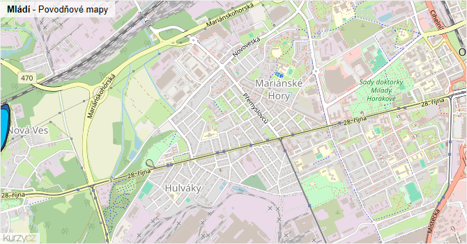 Mládí - záplavové mapy stoleté vody