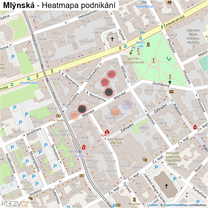 Mapa Mlýnská - Firmy v ulici.