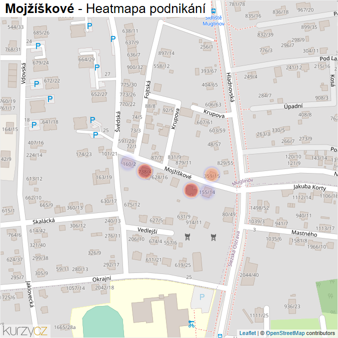 Mapa Mojžíškové - Firmy v ulici.