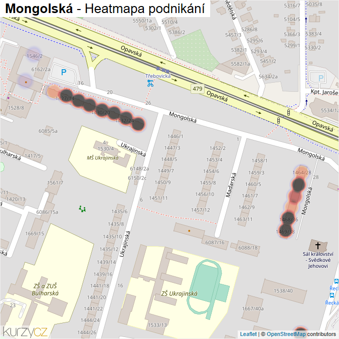 Mapa Mongolská - Firmy v ulici.