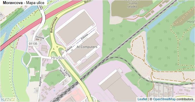 Moravcova - mapa ulice