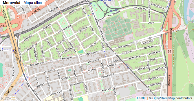 Moravská - mapa ulice