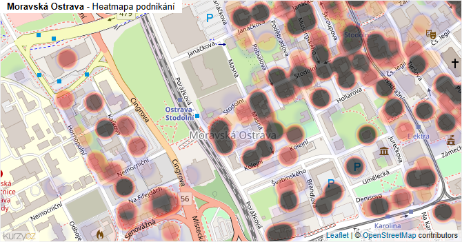 Moravská Ostrava - mapa podnikání