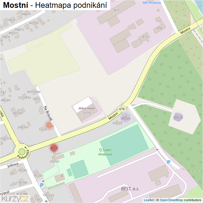 Mapa Mostní - Firmy v ulici.