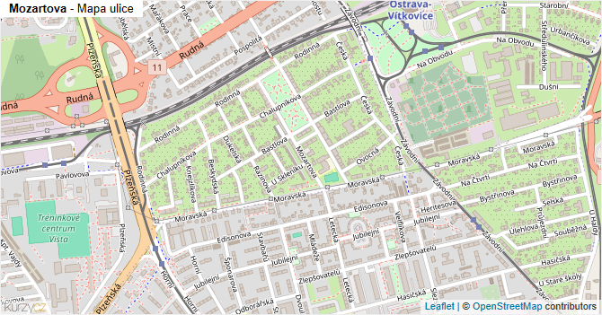 Mozartova - mapa ulice