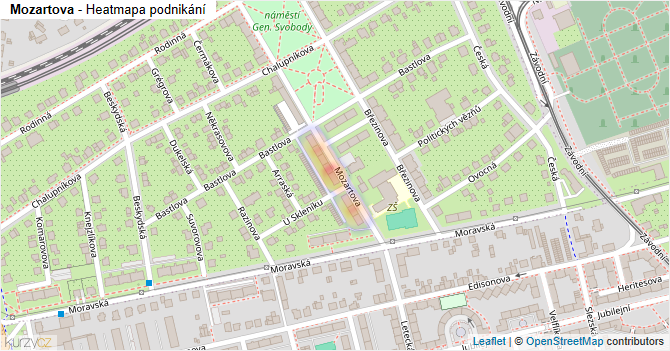 Mozartova - mapa podnikání