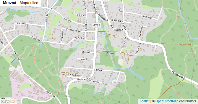 Mrazná - mapa ulice