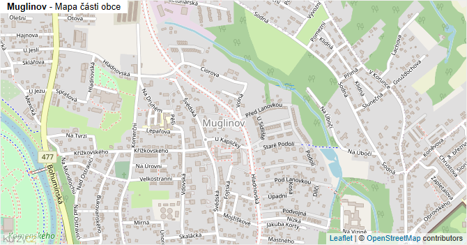 Muglinov - mapa části obce