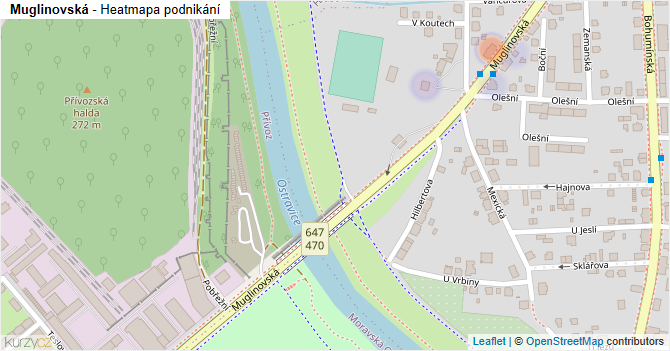 Muglinovská - mapa podnikání