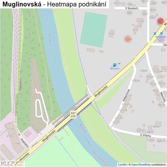Mapa Muglinovská - Firmy v ulici.