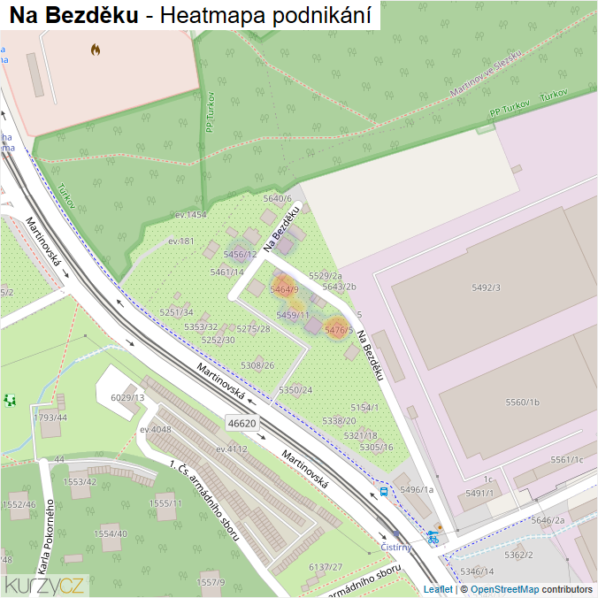 Mapa Na Bezděku - Firmy v ulici.