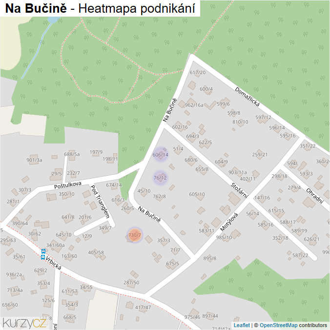 Mapa Na Bučině - Firmy v ulici.