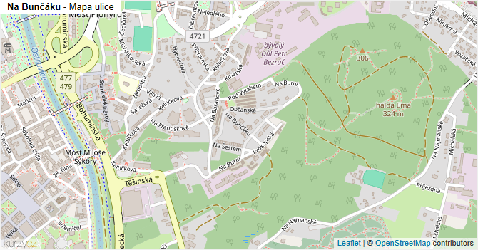 Na Bunčáku - mapa ulice