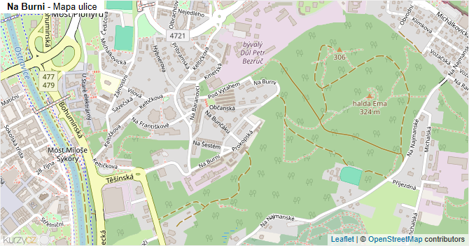 Na Burni - mapa ulice