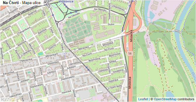 Na Čtvrti - mapa ulice