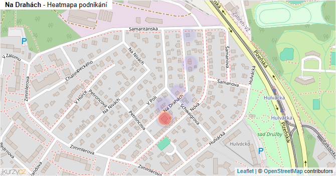 Na Drahách - mapa podnikání