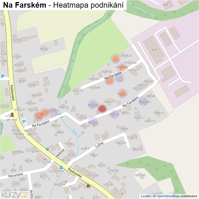 Mapa Na Farském - Firmy v ulici.