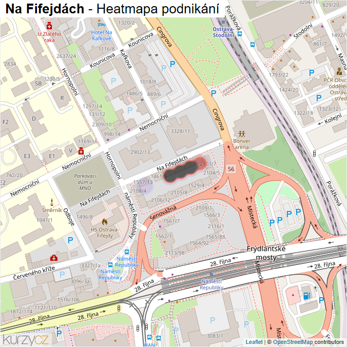 Mapa Na Fifejdách - Firmy v ulici.
