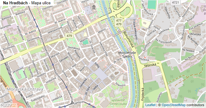 Na Hradbách - mapa ulice