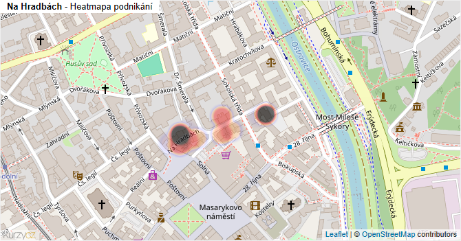 Na Hradbách - mapa podnikání