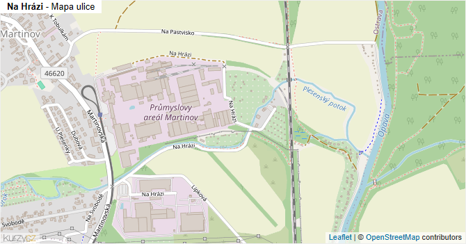 Na Hrázi - mapa ulice