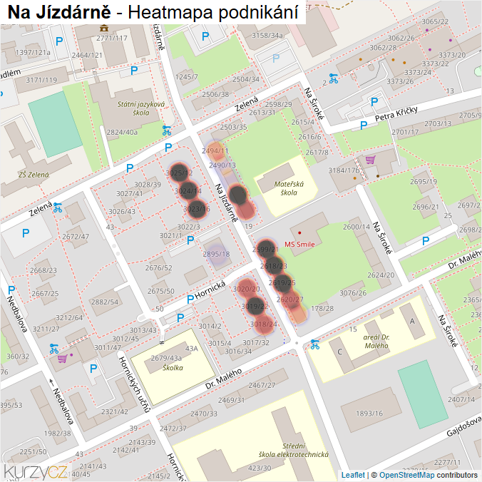 Mapa Na Jízdárně - Firmy v ulici.
