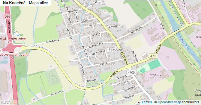 Na Konečné - mapa ulice