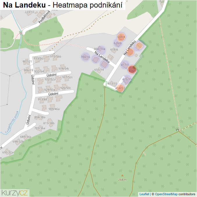 Mapa Na Landeku - Firmy v ulici.