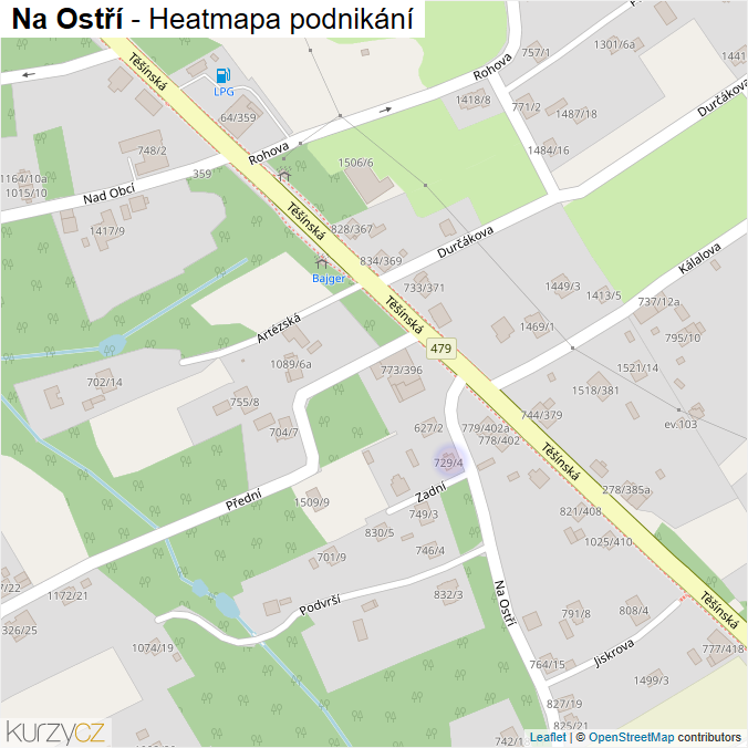Mapa Na Ostří - Firmy v ulici.