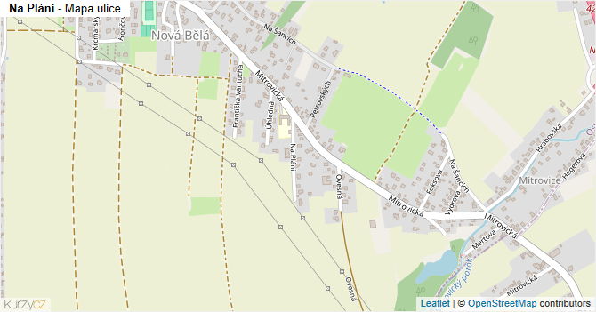 Na Pláni - mapa ulice