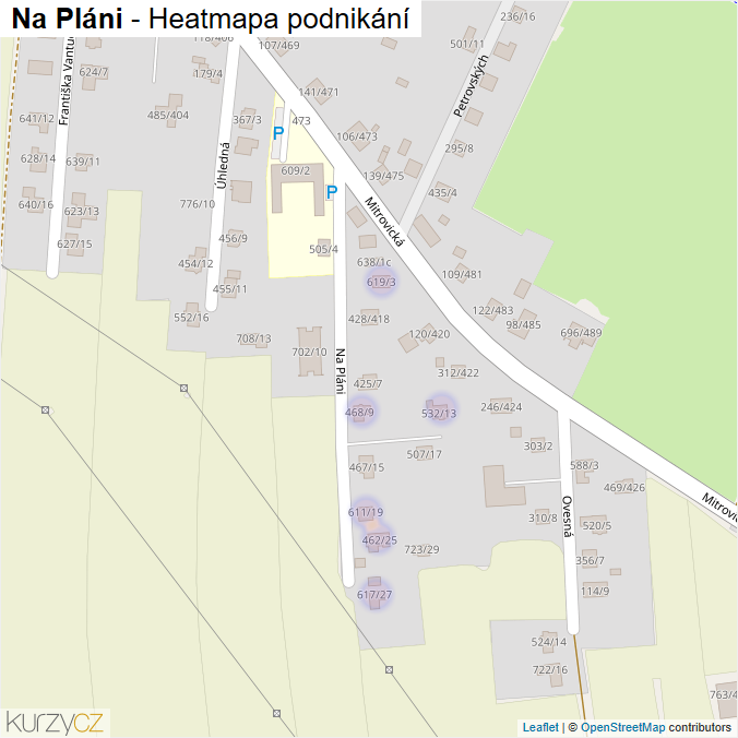 Mapa Na Pláni - Firmy v ulici.