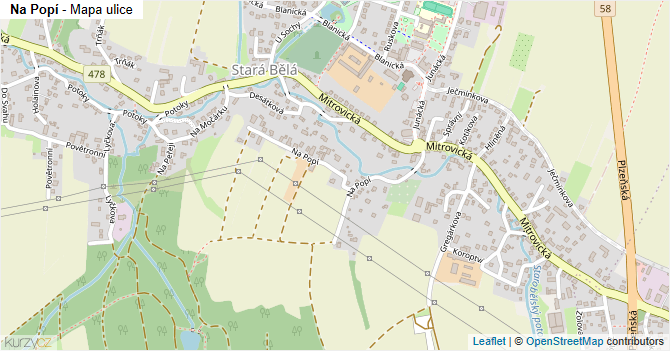 Na Popí - mapa ulice